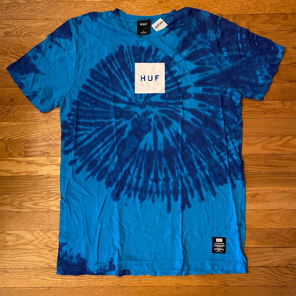 HUF Box Log Blue Tie Dye Shirt